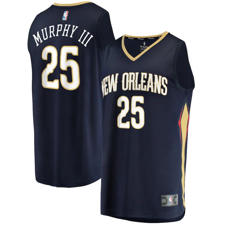 Men New Orleans Pelicans 25 Trey Murphy III Fanatics Branded Navy Icon Edition 2021-22 Fast Break Replica NBA Jersey
